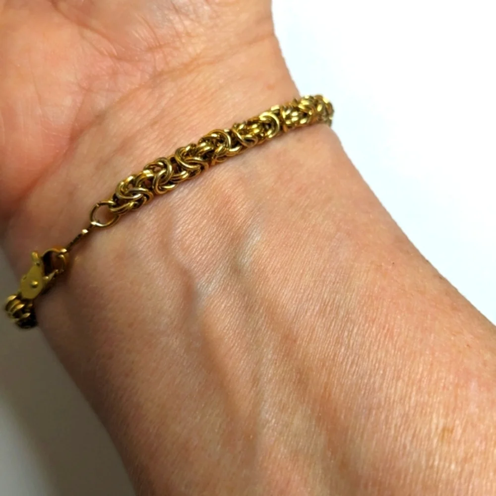 Vintage Signed‎ DM Byzantine Gold Tone Bracelet 7.5 Inches